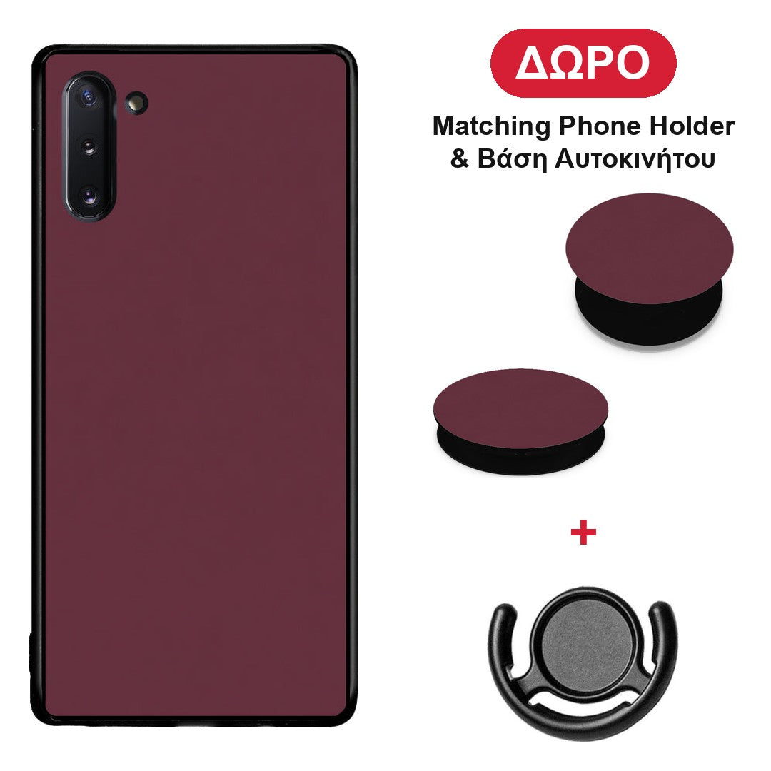 Muted Burgundy - Samsung Galaxy Note 10 θήκη + Δώρο Phone Holder & Βάση Αυτοκινήτου