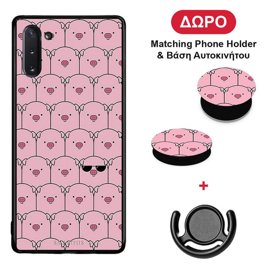 Pig Glasses - Samsung Galaxy Note 10 θήκη + Δώρο Phone Holder & Βάση Αυτοκινήτου