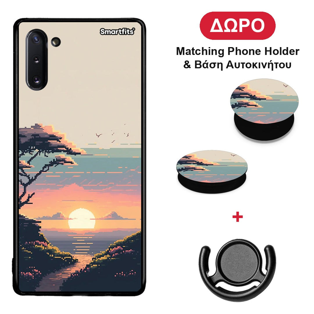 Pixel Sunset - Samsung Galaxy Note 10 θήκη + Δώρο Phone Holder & Βάση Αυτοκινήτου