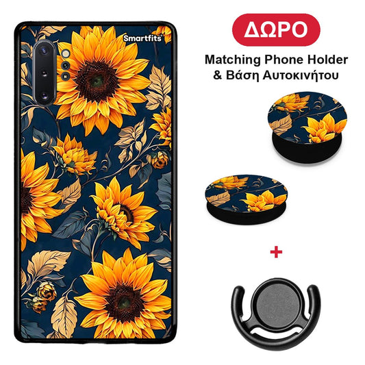 Autumn Sunflowers - Samsung Galaxy Note 10+ θήκη + Δώρο Phone Holder & Βάση Αυτοκινήτου
