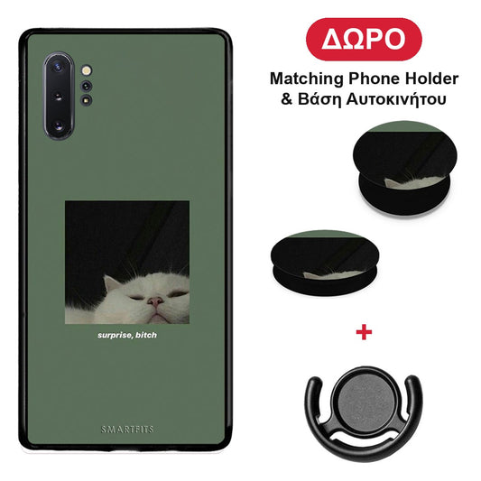 Bitch Surprise - Samsung Galaxy Note 10+ θήκη + Δώρο Phone Holder & Βάση Αυτοκινήτου