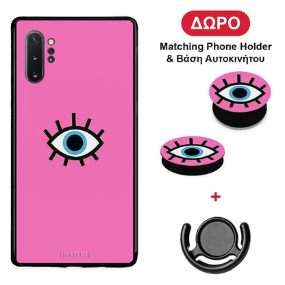 Blue Eye Pink - Samsung Galaxy Note 10+ θήκη + Δώρο Phone Holder & Βάση Αυτοκινήτου