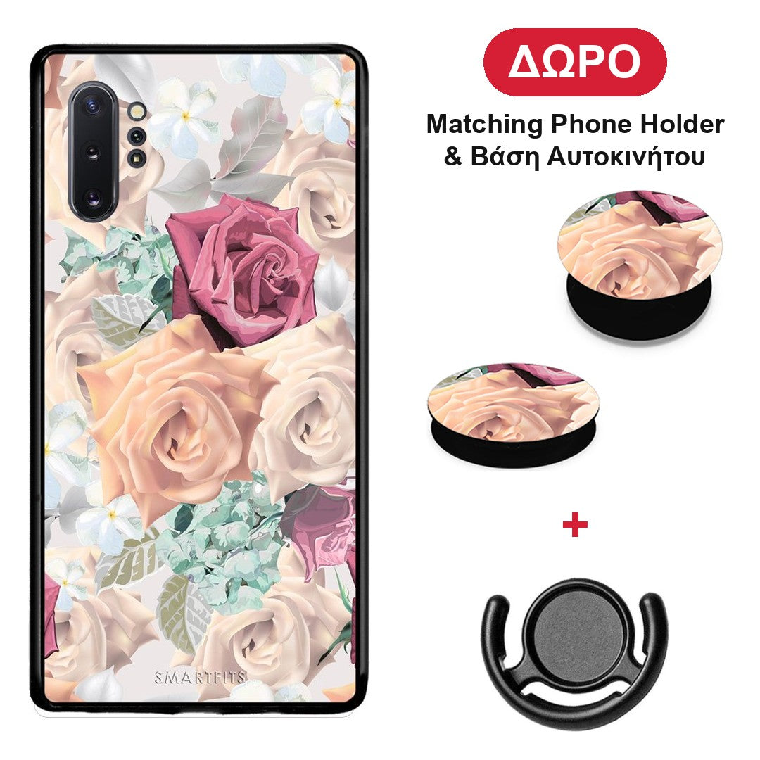 Floral Bouquet - Samsung Galaxy Note 10+ θήκη + Δώρο Phone Holder & Βάση Αυτοκινήτου