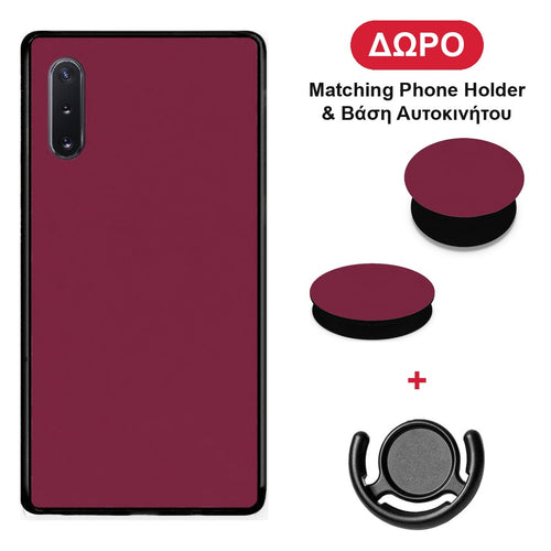 Burgundy - Samsung Galaxy Note 10+ θήκη + Δώρο Phone Holder & Βάση Αυτοκινήτου