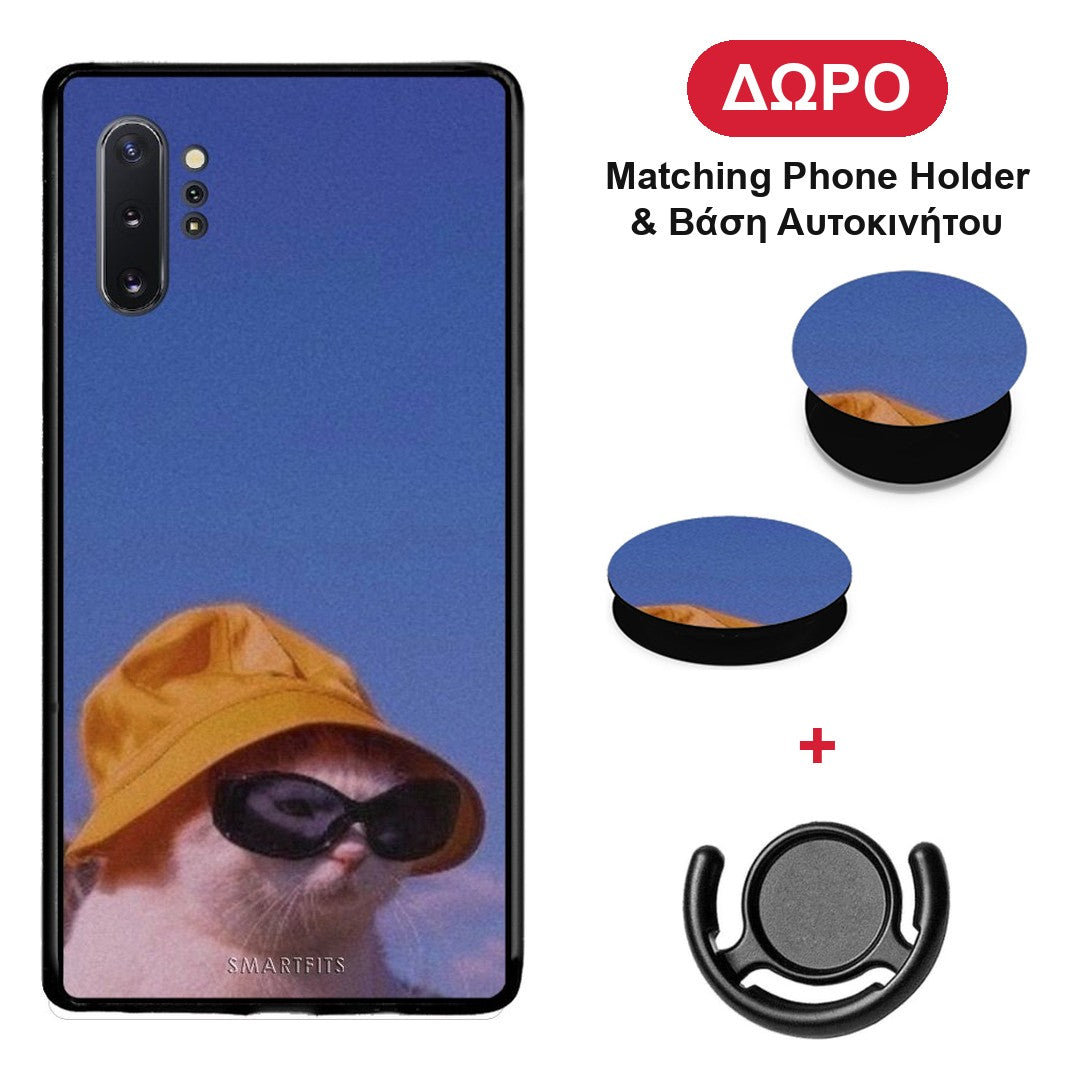 Cat Diva - Samsung Galaxy Note 10+ θήκη + Δώρο Phone Holder & Βάση Αυτοκινήτου