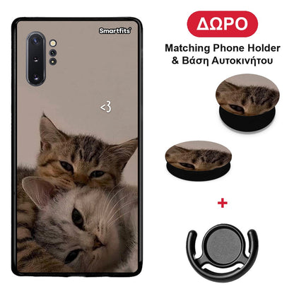 Cats In Love - Samsung Galaxy Note 10+ θήκη + Δώρο Phone Holder & Βάση Αυτοκινήτου