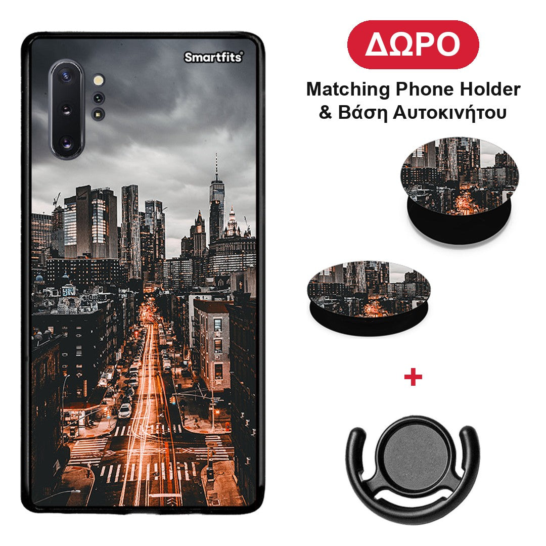 City Lights - Samsung Galaxy Note 10+ θήκη + Δώρο Phone Holder & Βάση Αυτοκινήτου