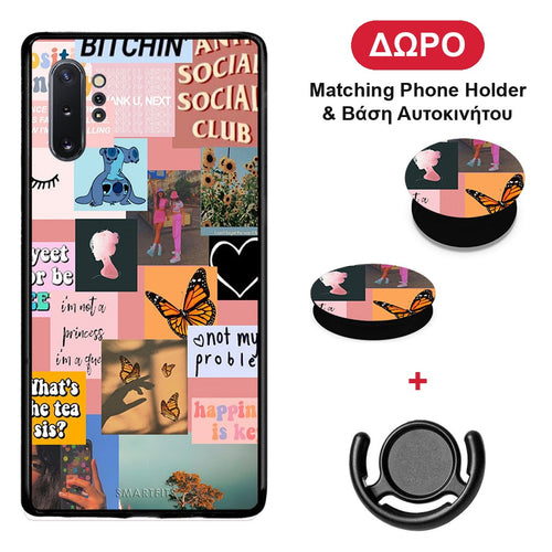 Collage Bitchin - Samsung Galaxy Note 10+ θήκη + Δώρο Phone Holder & Βάση Αυτοκινήτου