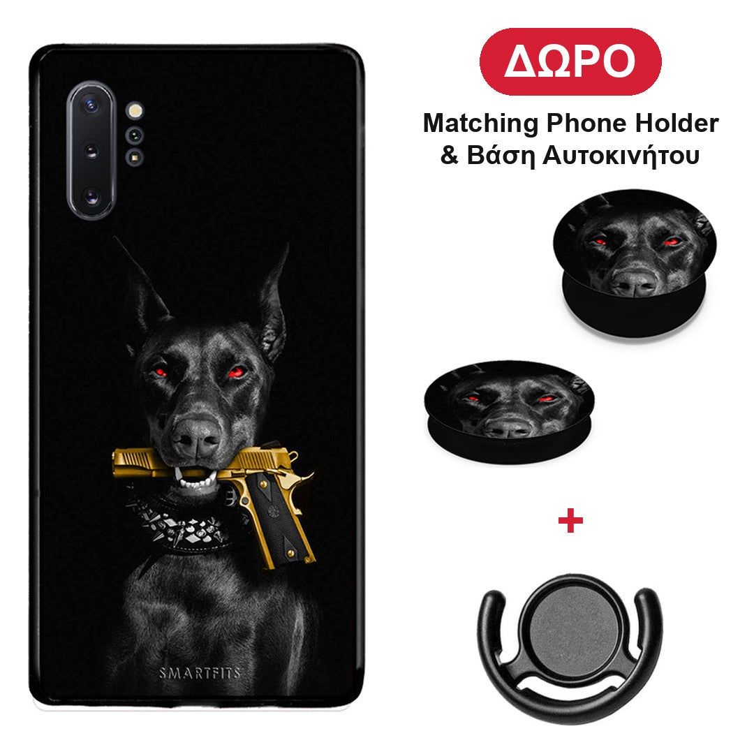 Golden Gun - Samsung Galaxy Note 10+ θήκη + Δώρο Phone Holder & Βάση Αυτοκινήτου