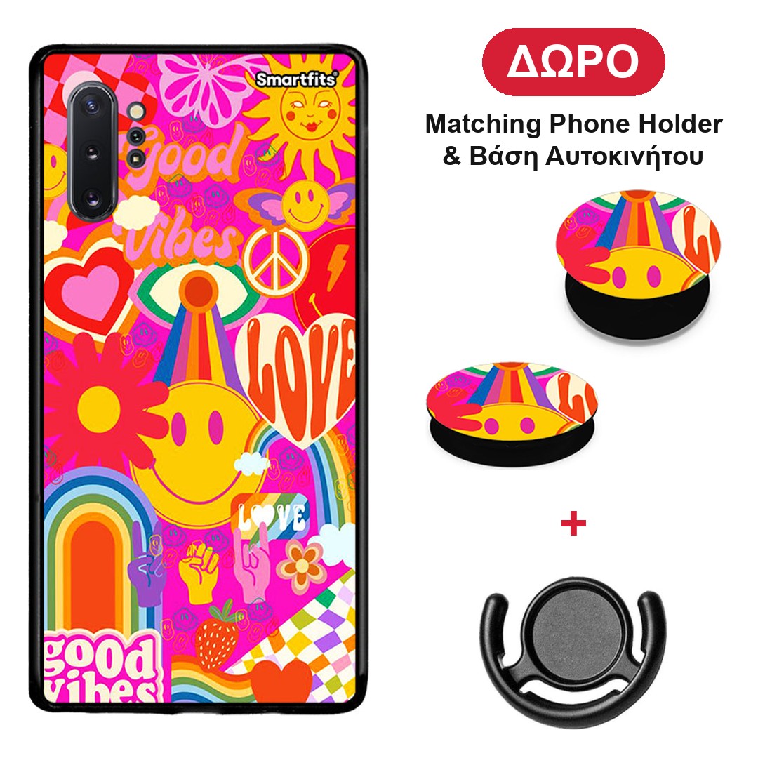 Hippie Love - Samsung Galaxy Note 10+ θήκη + Δώρο Phone Holder & Βάση Αυτοκινήτου