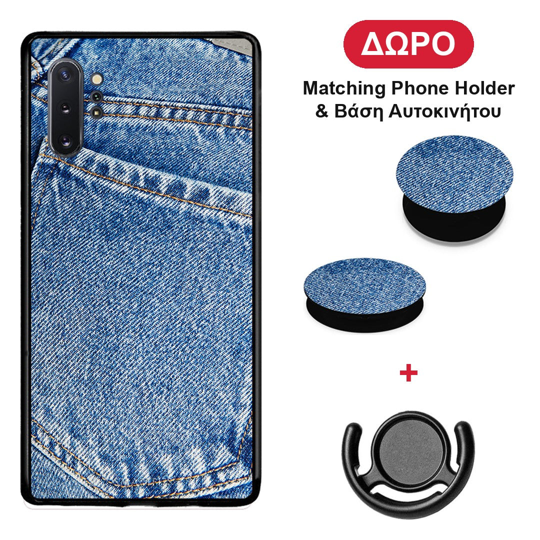 Jeans Pocket - Samsung Galaxy Note 10+ θήκη + Δώρο Phone Holder & Βάση Αυτοκινήτου