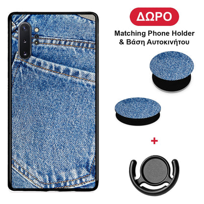 Jeans Pocket - Samsung Galaxy Note 10+ θήκη + Δώρο Phone Holder & Βάση Αυτοκινήτου