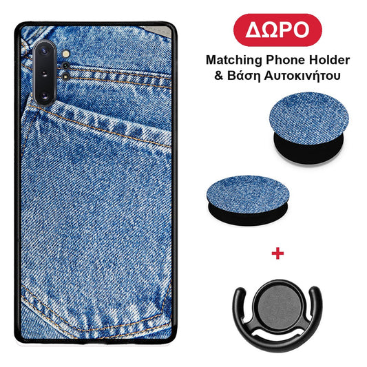 Jeans Pocket - Samsung Galaxy Note 10+ θήκη + Δώρο Phone Holder & Βάση Αυτοκινήτου