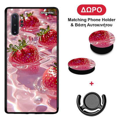 Juicy Strawberries - Samsung Galaxy Note 10+ θήκη + Δώρο Phone Holder & Βάση Αυτοκινήτου