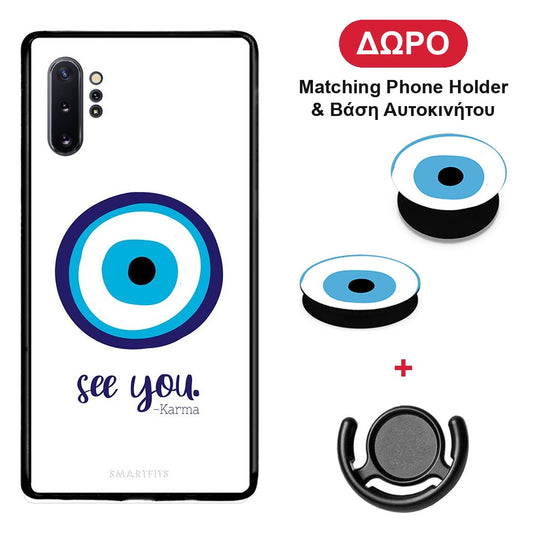Karma Says - Samsung Galaxy Note 10+ θήκη + Δώρο Phone Holder & Βάση Αυτοκινήτου