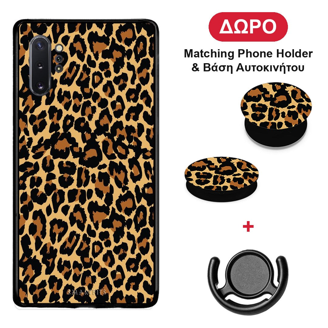 Animal Leopard - Samsung Galaxy Note 10+ θήκη + Δώρο Phone Holder & Βάση Αυτοκινήτου