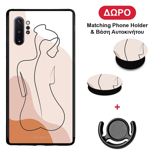 LineArt Woman - Samsung Galaxy Note 10+ θήκη + Δώρο Phone Holder & Βάση Αυτοκινήτου