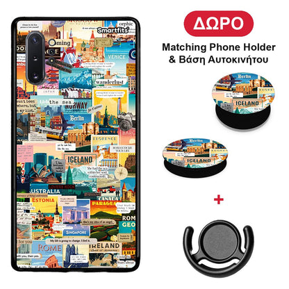 Live To Travel - Samsung Galaxy Note 10+ θήκη + Δώρο Phone Holder & Βάση Αυτοκινήτου