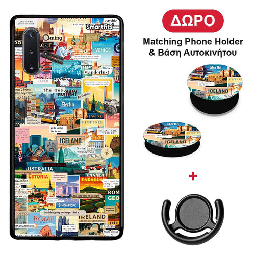 Live To Travel - Samsung Galaxy Note 10+ θήκη + Δώρο Phone Holder & Βάση Αυτοκινήτου