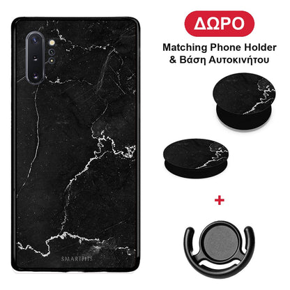 Marble Black - Samsung Galaxy Note 10+ θήκη + Δώρο Phone Holder & Βάση Αυτοκινήτου