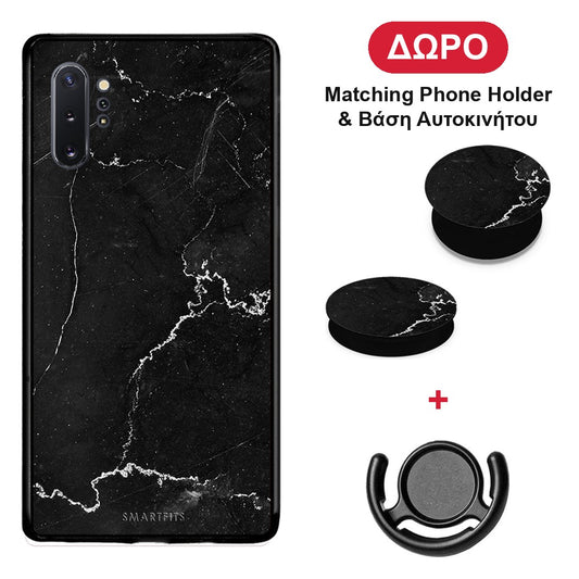 Marble Black - Samsung Galaxy Note 10+ θήκη + Δώρο Phone Holder & Βάση Αυτοκινήτου