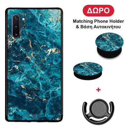 Marble Blue - Samsung Galaxy Note 10+ θήκη + Δώρο Phone Holder & Βάση Αυτοκινήτου