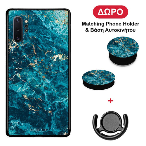Marble Blue - Samsung Galaxy Note 10+ θήκη + Δώρο Phone Holder & Βάση Αυτοκινήτου
