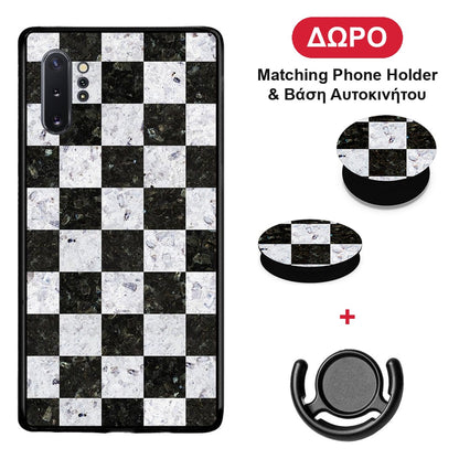 Marble Square Geometric - Samsung Galaxy Note 10+ θήκη + Δώρο Phone Holder & Βάση Αυτοκινήτου