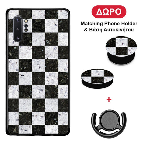 Marble Square Geometric - Samsung Galaxy Note 10+ θήκη + Δώρο Phone Holder & Βάση Αυτοκινήτου