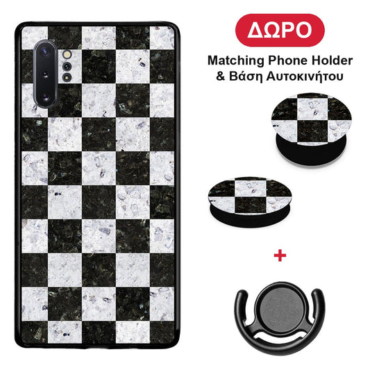 Marble Square Geometric - Samsung Galaxy Note 10+ θήκη + Δώρο Phone Holder & Βάση Αυτοκινήτου