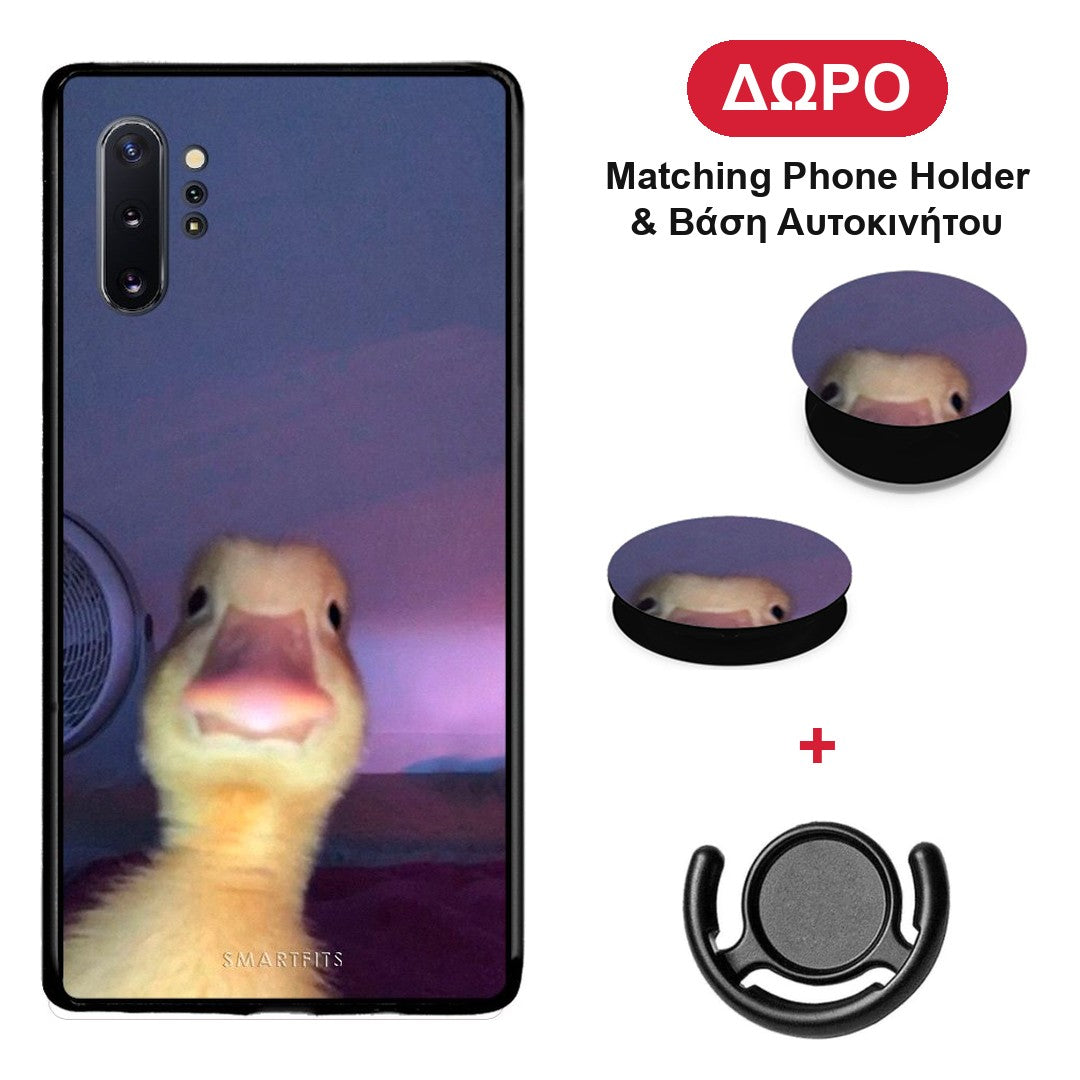 Meme Duck - Samsung Galaxy Note 10+ θήκη + Δώρο Phone Holder & Βάση Αυτοκινήτου