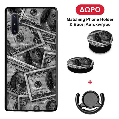 Money Dollars - Samsung Galaxy Note 10+ θήκη + Δώρο Phone Holder & Βάση Αυτοκινήτου
