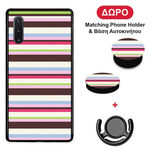 Multicolour Horizontal Stripes - Samsung Galaxy Note 10+ θήκη + Δώρο Phone Holder & Βάση Αυτοκινήτου