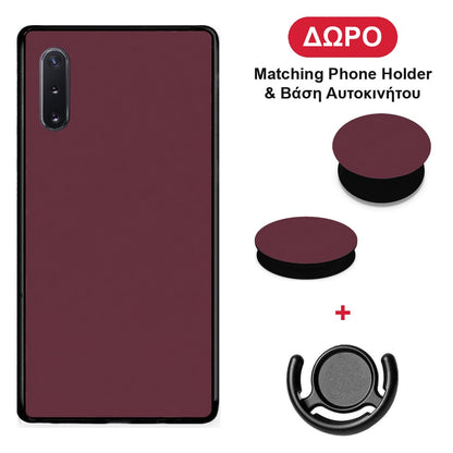 Muted Burgundy - Samsung Galaxy Note 10+ θήκη + Δώρο Phone Holder & Βάση Αυτοκινήτου