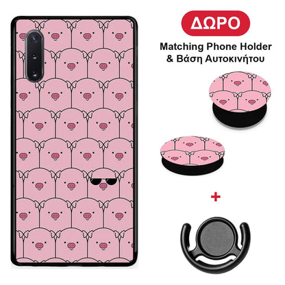 Pig Glasses - Samsung Galaxy Note 10+ θήκη + Δώρο Phone Holder & Βάση Αυτοκινήτου
