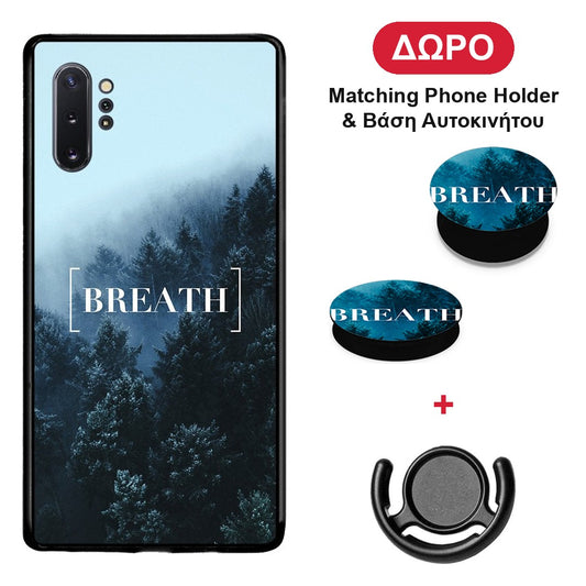 Quote Breath - Samsung Galaxy Note 10+ θήκη + Δώρο Phone Holder & Βάση Αυτοκινήτου