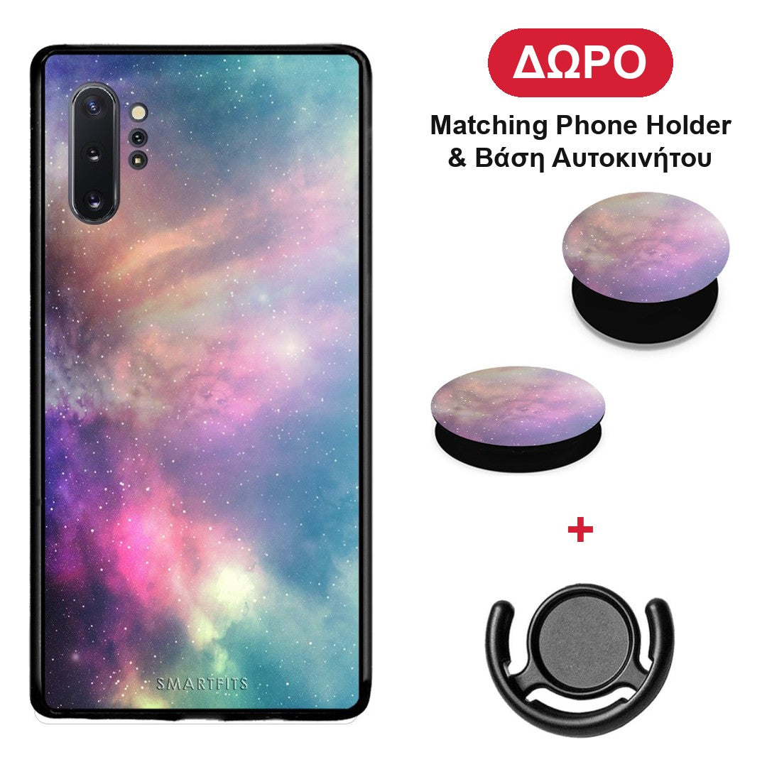 Galactic Rainbow - Samsung Galaxy Note 10+ θήκη + Δώρο Phone Holder & Βάση Αυτοκινήτου
