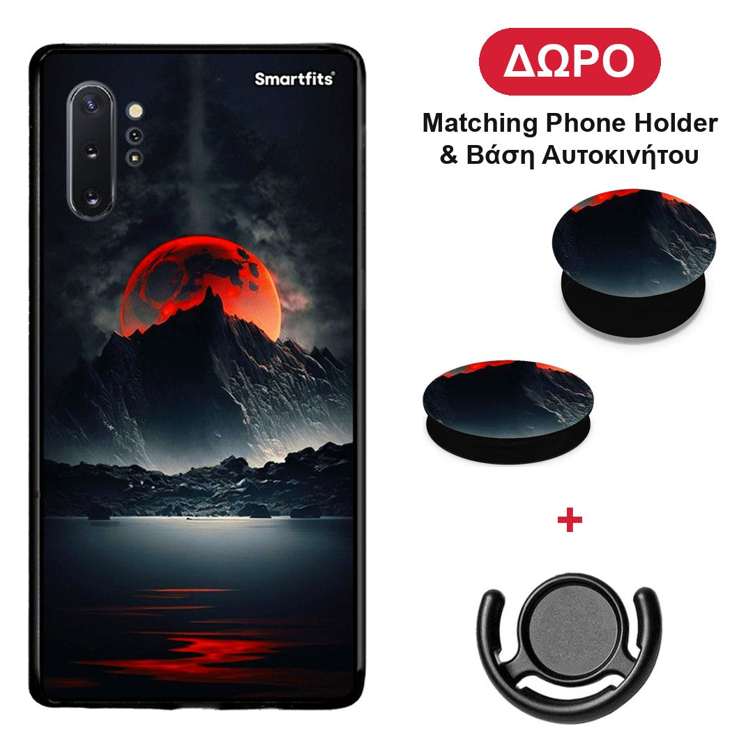 Red Full Moon - Samsung Galaxy Note 10+ θήκη + Δώρο Phone Holder & Βάση Αυτοκινήτου