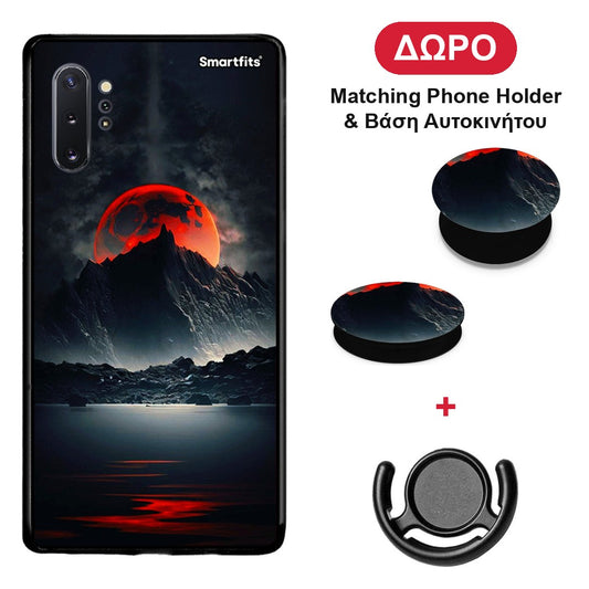 Red Full Moon - Samsung Galaxy Note 10+ θήκη + Δώρο Phone Holder & Βάση Αυτοκινήτου