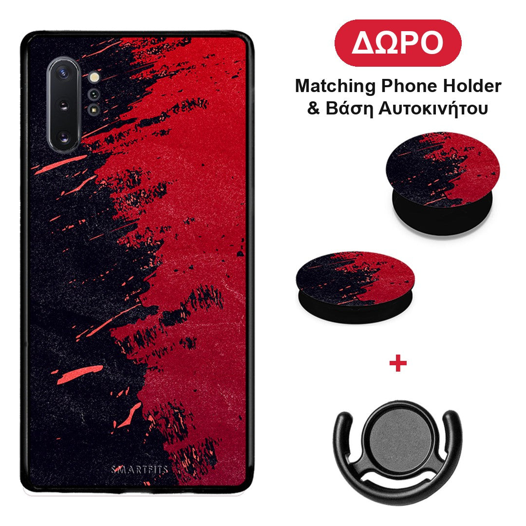Red Paint - Samsung Galaxy Note 10+ θήκη + Δώρο Phone Holder & Βάση Αυτοκινήτου
