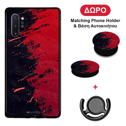 Red Paint - Samsung Galaxy Note 10+ θήκη + Δώρο Phone Holder & Βάση Αυτοκινήτου