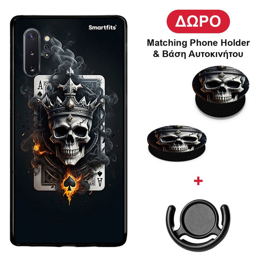 Skull King Ace - Samsung Galaxy Note 10+ θήκη + Δώρο Phone Holder & Βάση Αυτοκινήτου