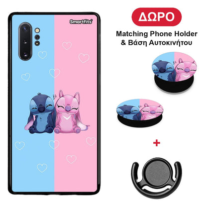 Stitch And Angel - Samsung Galaxy Note 10+ θήκη + Δώρο Phone Holder & Βάση Αυτοκινήτου
