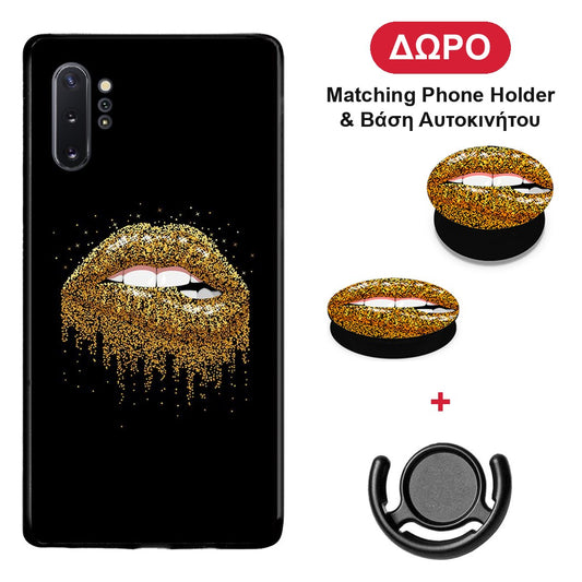 Valentine Golden - Samsung Galaxy Note 10+ θήκη + Δώρο Phone Holder & Βάση Αυτοκινήτου