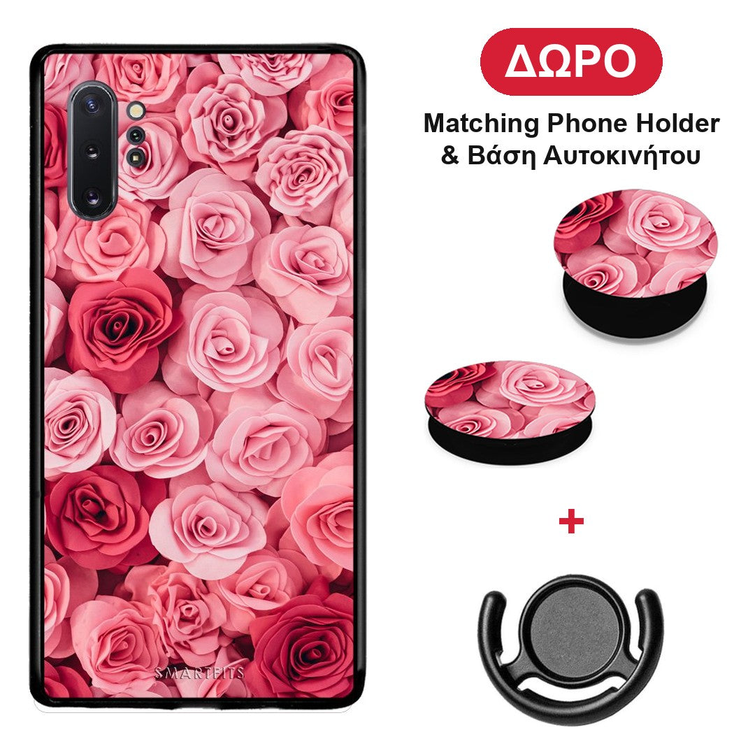 Valentine RoseGarden - Samsung Galaxy Note 10+ θήκη + Δώρο Phone Holder & Βάση Αυτοκινήτου