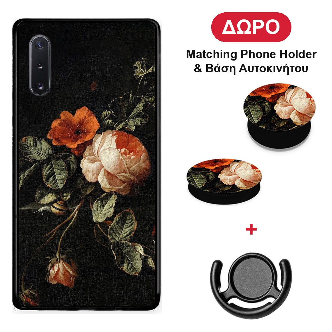 Vintage Roses - Samsung Galaxy Note 10+ θήκη + Δώρο Phone Holder & Βάση Αυτοκινήτου