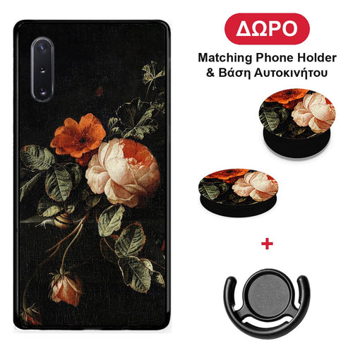 Vintage Roses - Samsung Galaxy Note 10+ θήκη + Δώρο Phone Holder & Βάση Αυτοκινήτου