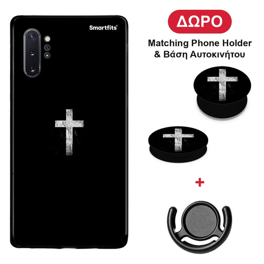 White Cross - Samsung Galaxy Note 10+ θήκη + Δώρο Phone Holder & Βάση Αυτοκινήτου