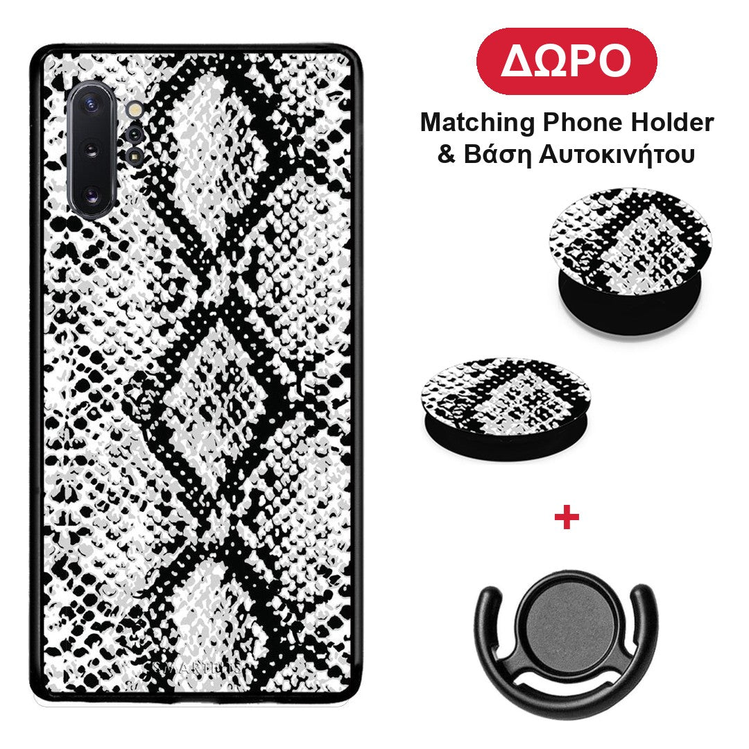 Animal White Snake - Samsung Galaxy Note 10+ θήκη + Δώρο Phone Holder & Βάση Αυτοκινήτου