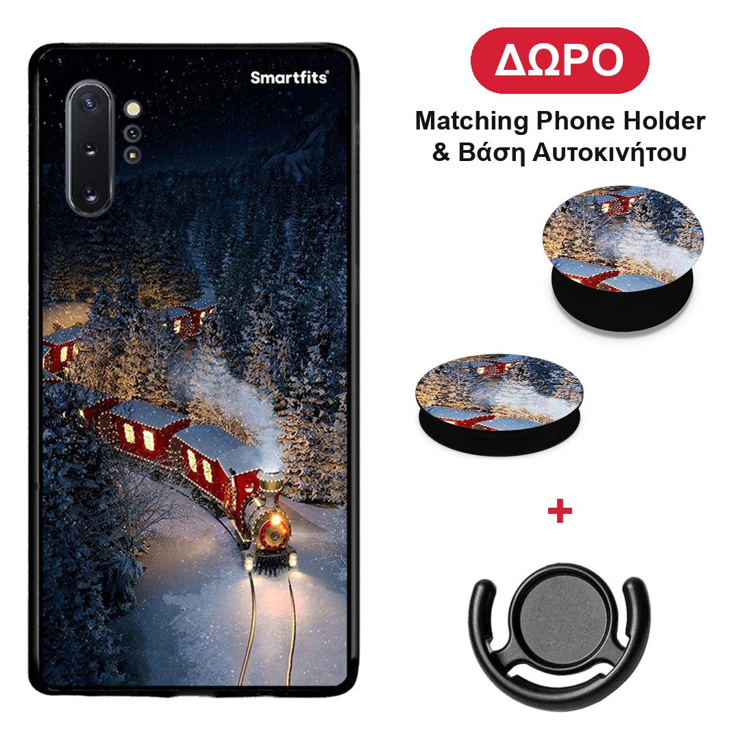 Xmas Train - Samsung Galaxy Note 10+ θήκη + Δώρο Phone Holder & Βάση Αυτοκινήτου